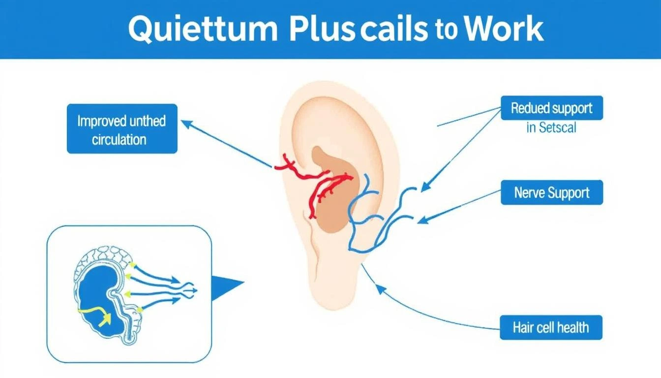 Diagram showing how Quietum Plus works to support the ear-brain connection