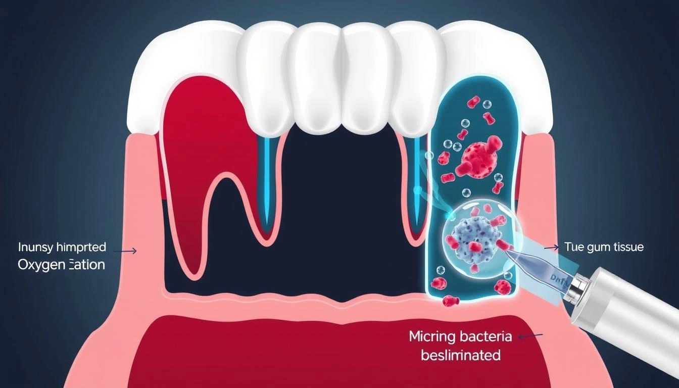 Illustration showing how DentiCore works to improve oral health