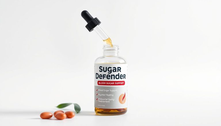 Sugar Defender blood sugar supplement bottle and dropper showing the liquid formula